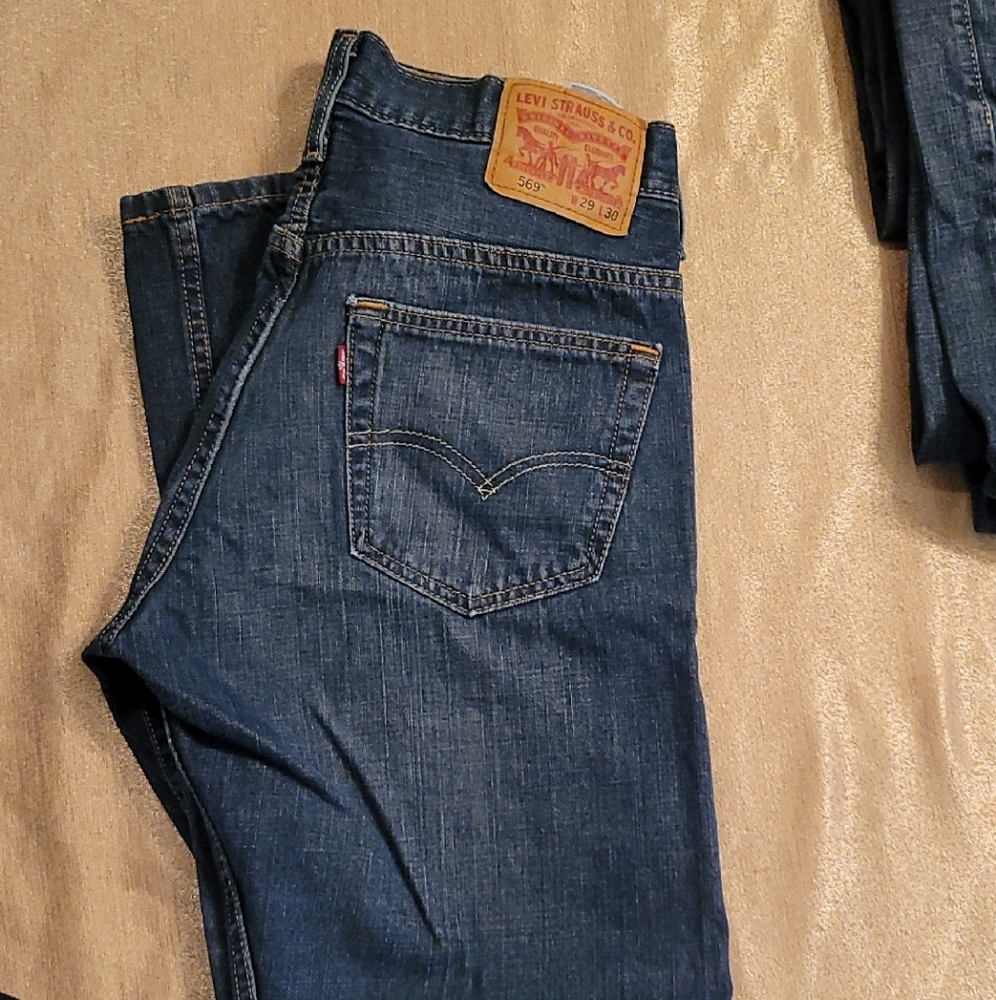 Levi's 569 Blue Slim Straight Jeans with Classic Indigo Wash 29 X 30